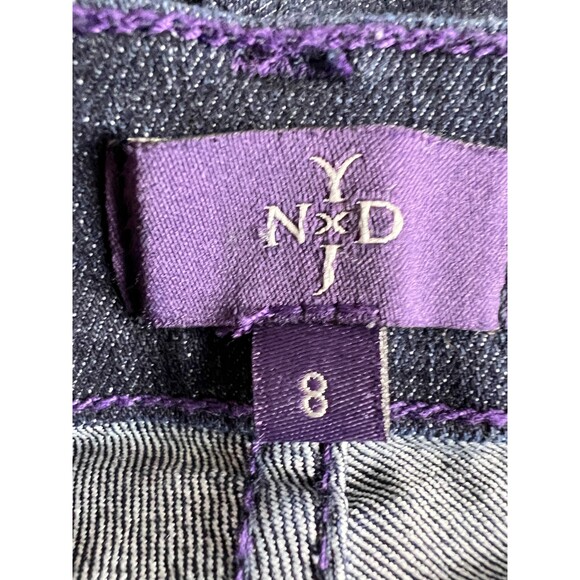 NYDJ Alyssia Rhinestone Cuffed Crop Jeans Dark Wash Women's Size 8 - Picture 4 of 14